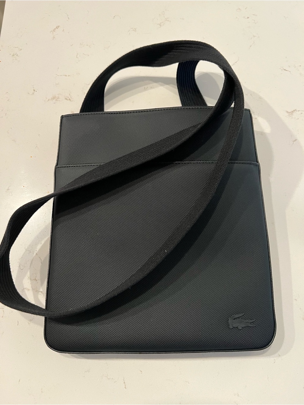 Lacoste Black Men's Crossbody Messenger Bag with Adjustable Strap